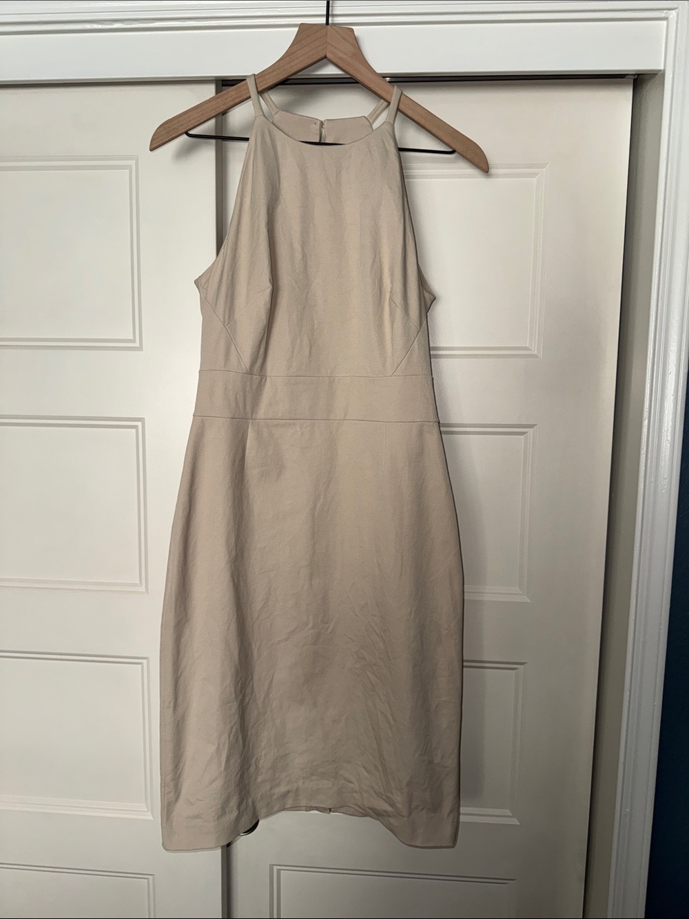 Banana Republic Sleeveless Halter Midi Dress in Light Beige